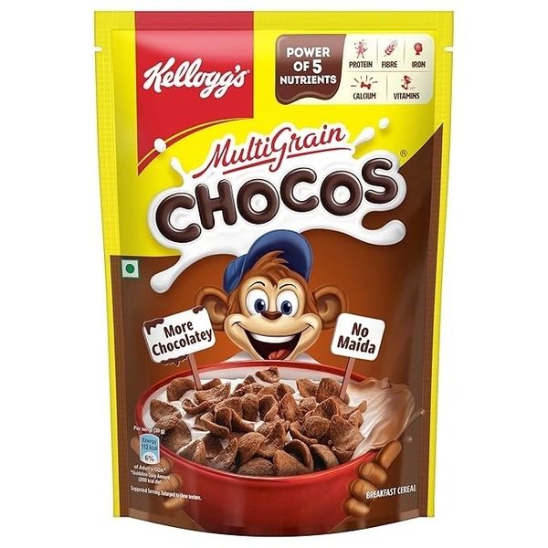 Kellogg's Multigrain Chocos, 385G | Multigrain Energy, More Chocolatey | No-Maida | Power Of 5 Nutrients Protein, Fibre, Iron, Calcium, Vitamins | Kids Breakfast Cereal