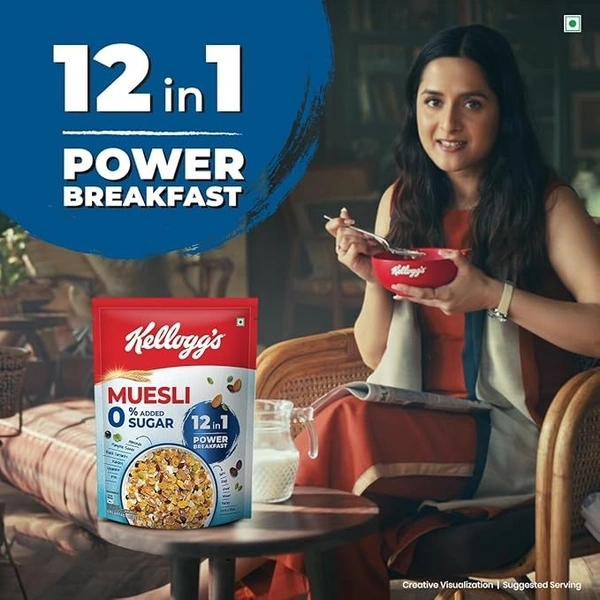 Kellogg's Muesli 0% Added Sugar 500 G | 12-In-1 Power Breakfast | India's No. 1 Muesli
