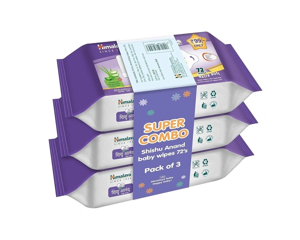 Shishu Anand Baby Wipes with Aloe Vera & Licorice, 72 Wipes  | pH Balanced | Gentle on Skin | Clinically Tested