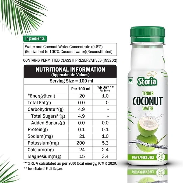Storia Tender Coconut Water- No Added Sugar - 200 ml