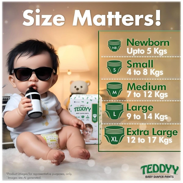 TEDDYY Baby Easy Pant Diapers Extra Large 54 Count (Pack of 1), 12-17 kgs, 10 hrs Leak Protection, Anti - Bacterial  - xl