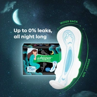 Whisper Bindazzz Night Koala Soft Sanitary Pads|Pack of 6 thin Pads|XXL+|upto 0% Leaks|60% Longer & wider back|Soft topsheet|36 cm Long|With disposable wrap 