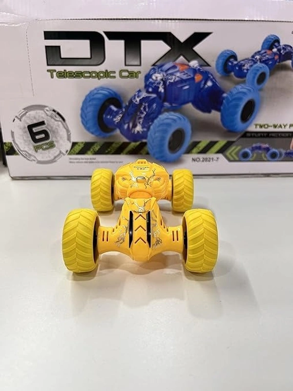 DTX Telescopic Car Toy Double Sided Pull Stunt Action Car | Non-Electric Stunt Cars |  - 25x15x5 cm, Multi-color