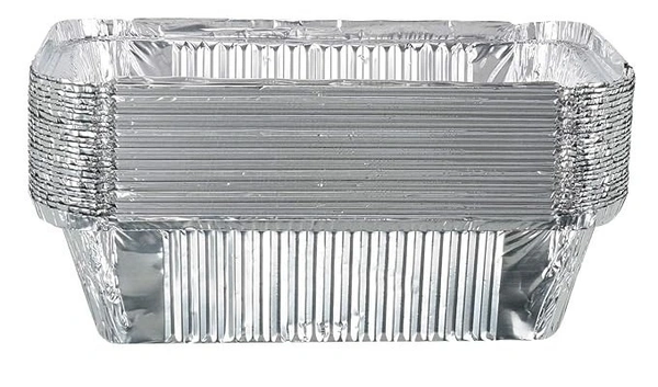 Aluminium Foil Container Box with Lid Pack for Food Packing, Baking, Takeaway | Disposable Foil Box for Meal Prep Storage Kitchen | Use and Throw Food Parcel Containers - Large, Silver
