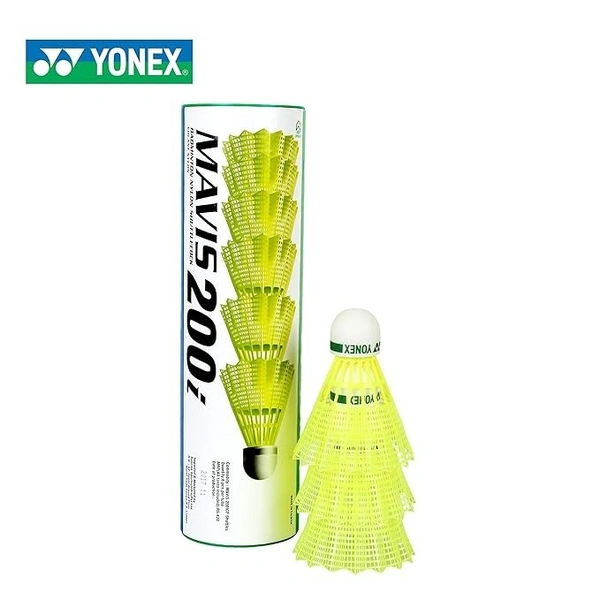 Yonex Mavis 200i Nylon Shuttle Cock, Pack of 6 (Yellow) & Polyurethane Aerocush 9900 Badminton Grip Pack of 4 (Assorted Colour)