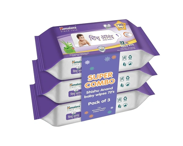 Shishu Anand Baby Wipes with Aloe Vera & Licorice, 72 Wipes  | pH Balanced | Gentle on Skin | Clinically Tested