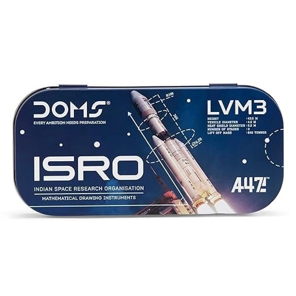 DOMS ISRO Mathematical Drawing Instrument Geometry Box| Total 11 Mathematical Instruments| Dual-Sided Tray For Easy Access to Instruments - Blue