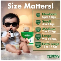 TEDDYY Baby Easy Pant Diapers Large 62  Count (Pack of 1), 9-14 kgs, 10 hrs Leak Protection, Anti - Bacterial - L