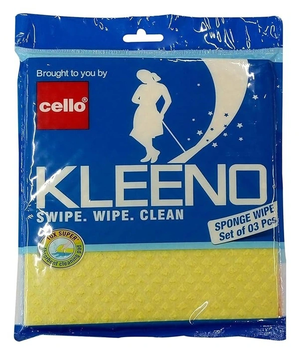 Cello Kleeno Sponge Wipe (Swipe.Wipe.Clean) Set of 3 Pcs. - 12 x 10 x 8 cm, Multi-color