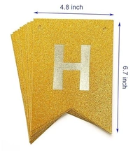 Happy Birthday Paper Banner, For Birthdays - Golden