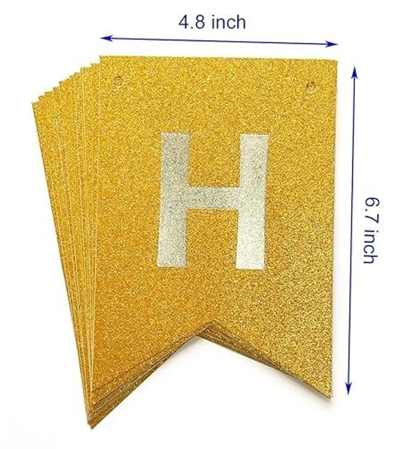 Happy Birthday Paper Banner, For Birthdays - Golden