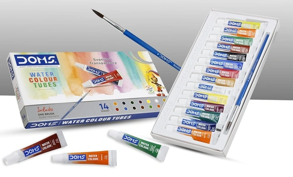 Doms Water Colour Tube | 14 Shades | Deeply Rich and Vibrant Pigment | Quick Drying