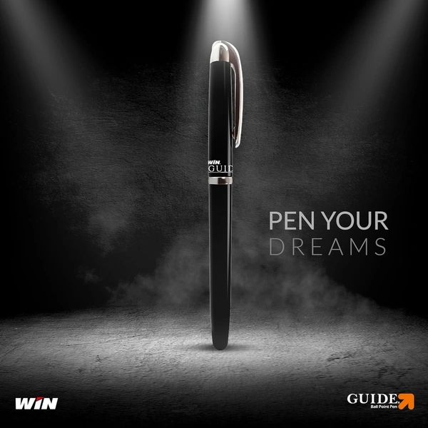 WIN Guide Ball Pens | 10 Black Ink Premium Stylish Set | 0.6 mm Sharp Tip | Ideal for Students and Exams | Gifting Set | School & Office Stationery