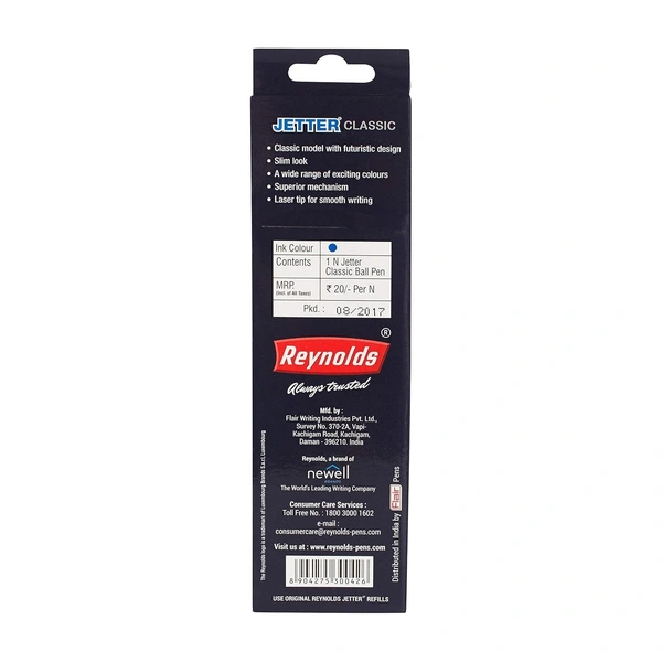 Reynolds Jetter BP Classic 0.7mm Fine Point Ball Pens, Blue Ink -