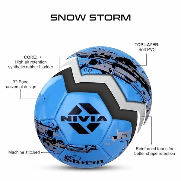 Nivia Snow Storm Machine Stitched Football, Size 5 (Blue)