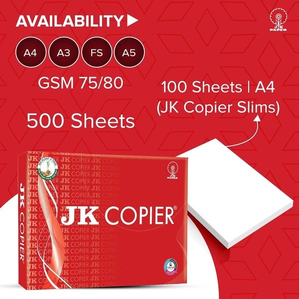 JK Copier Paper - A4, 75 GSM, 1 Ream, 500 Sheets