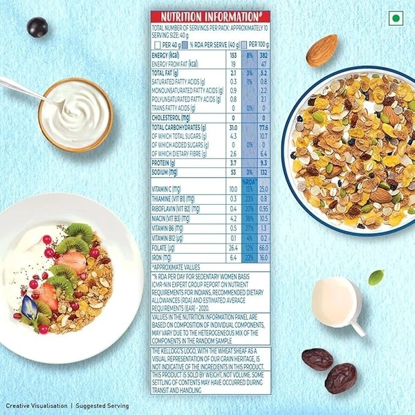 Kellogg's Muesli 0% Added Sugar 500 G | 12-In-1 Power Breakfast | India's No. 1 Muesli