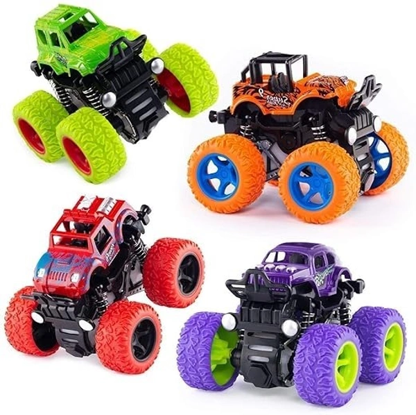 4*4 Mini Monster Car Truck Toy for Kids | Friction Powered Rock Crawler Truck | Rubber Spring Shock Absorber Car Toy | Ideal Gift for Kids - Multicolor - Green