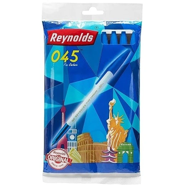 Reynolds 045 Fine Carbure Blue Ballpen, Pack of 10