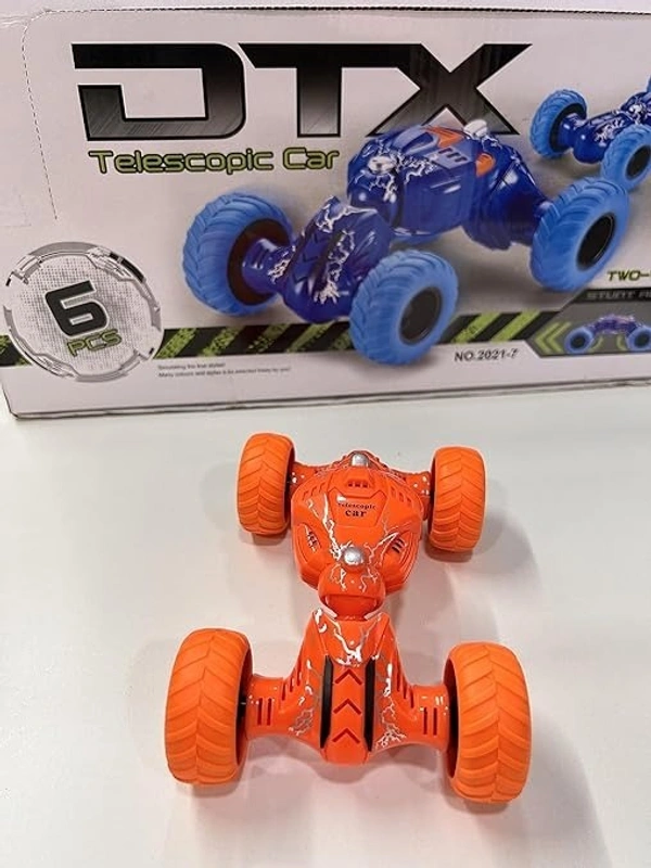 DTX Telescopic Car Toy Double Sided Pull Stunt Action Car | Non-Electric Stunt Cars |  - 25x15x5 cm, Multi-color