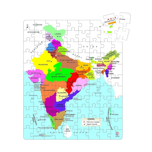 Ratna's Educational India MAP Jigsaw Puzzle (99 Pieces) - 20x15x5 cm, Multi-color