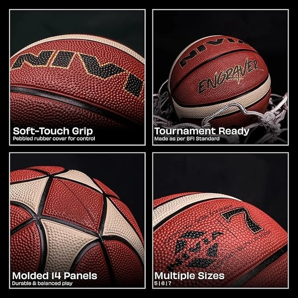 Nivia Engraver Basketball , Size : 7 , Material : Rubber , 