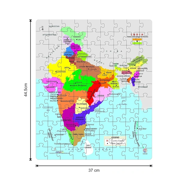 Ratna's Educational India MAP Jigsaw Puzzle (99 Pieces) - 20x15x5 cm, Multi-color
