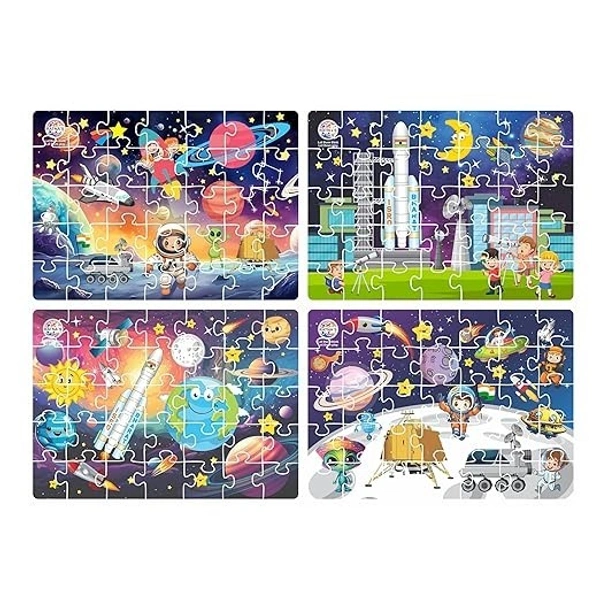 Ratna's 4 in 1 Chandrayaan Jigsaw Puzzle (4 x 35 Pieces) for Kids - 30 x 20 x 3.5 cm, Multi-color