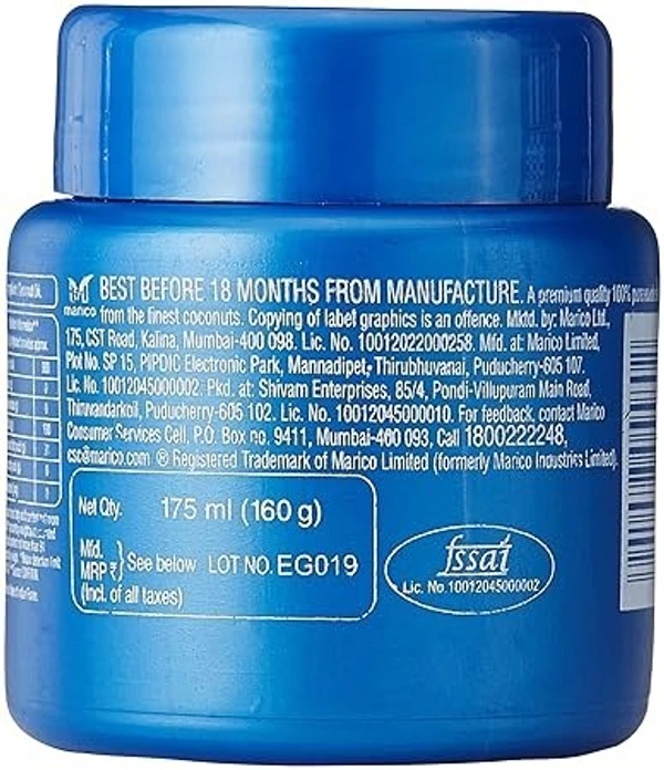 Parachute Coconut Oil, 175 Ml Easy Jar, Blue, Pack Of 1