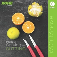 KOHE Curved Paring Knife, Stainless Steel Vegetable & Fruit Cutting Carving Blade Knife for Professional and House Use (1120.1 Black) - 161 mm, Black