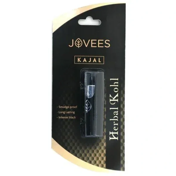 Jovees Herbal Kajal, 3 gms, Pack of 2 | Herbal Kohl | Smudge Proof | Long Lasting | Intense Black
