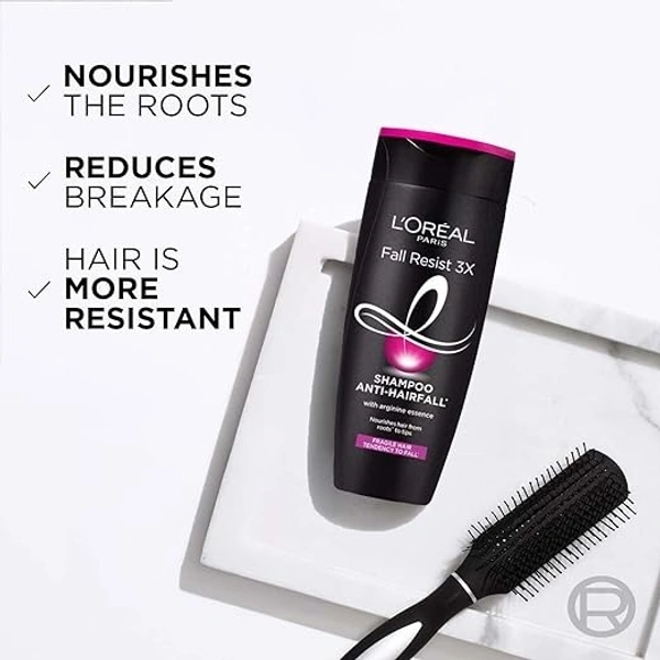 L'Oreal Paris Anti-Hair Fall Shampoo, Reinforcing & Nourishing for Hair Growth, For Thinning & Hair Loss, With Arginine Essence and Salicylic Acid, Fall Resist 3X, 180 ml 89015261023227