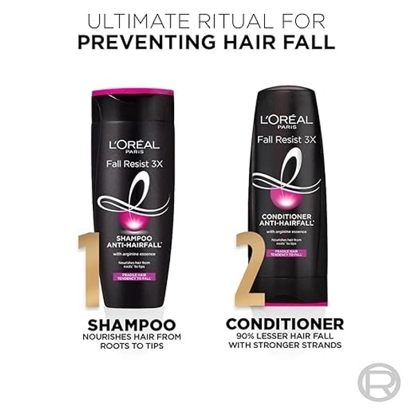 L'Oreal Paris Anti-Hair Fall Shampoo, Reinforcing & Nourishing for Hair Growth, For Thinning & Hair Loss, With Arginine Essence and Salicylic Acid, Fall Resist 3X, 180 ml 89015261023227