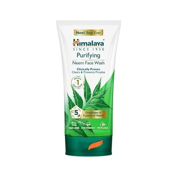 Himalaya Purifying Neem Face Wash|Clears and Prevents Pimples & Acne|Made with 5 parts of Neem|New & Best Ever clinically Proven formula|Gently Cleanses|For men and women|100 ML 8901138512460
