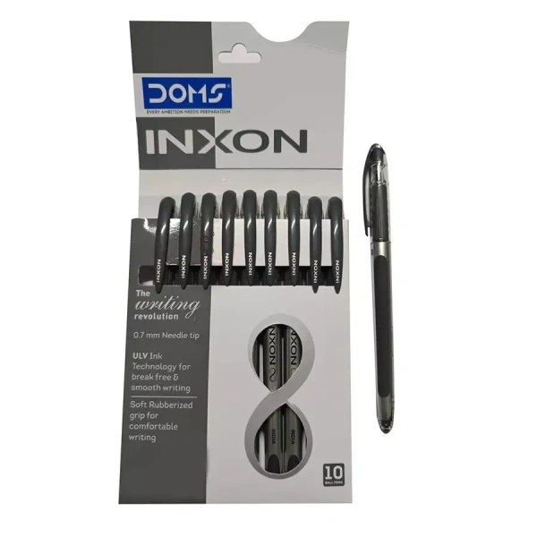 Doms Inxon Ball Pen 0.7 mm Tip Black (Pack of 1 Box)