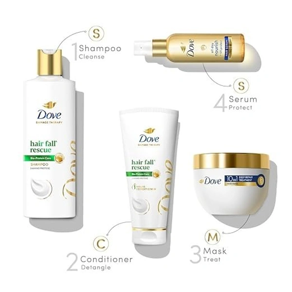 Dove Hair Fall Rescue Shampoo 340 ml|| For Damaged Hair|| Hair Fall Control for Thicker Hair - Mild Daily Anti Hair Fall Shampoo for Men & Women 8909106035676