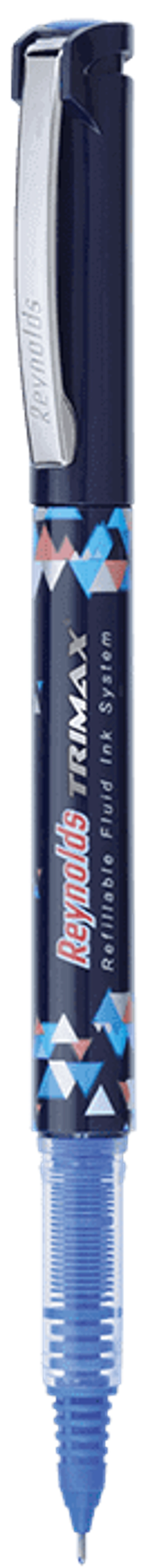 Reynolds TRIMAX RollerBall Pen SET - 5 PENS BLUE | ROLLER BALL PEN FOR WRITING | PEN FOR STUDENTS & OFFICE STATIONERY | 0.5 mm TIP SIZE
