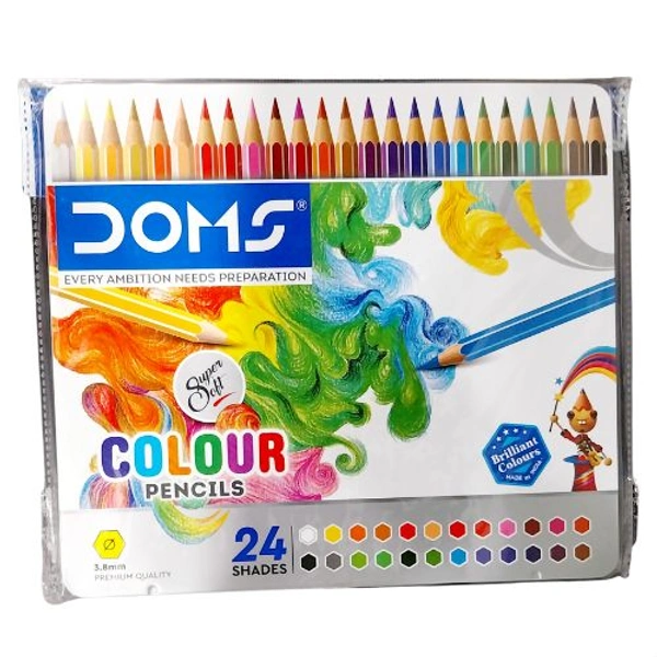 DOMS COLOUR PENCILS 24 SHADES PREMIUM QUALITY 