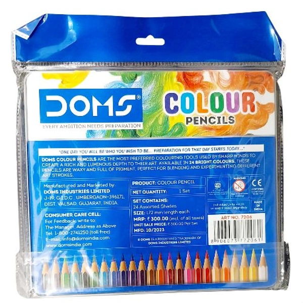 DOMS COLOUR PENCILS 24 SHADES PREMIUM QUALITY 