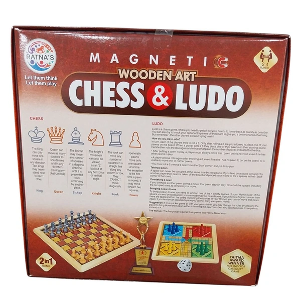 RATNA'S Magnetic Wooden Art CHESS & LUDO
