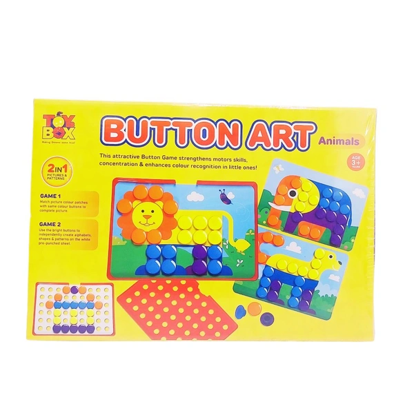 TOYs BOX BUTTON ART Animals 2 in 1Games Age 3+ Years 