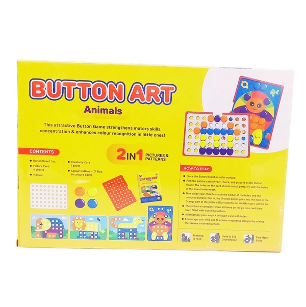TOYs BOX BUTTON ART Animals 2 in 1Games Age 3+ Years 