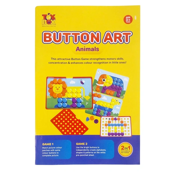 TOYs BOX BUTTON ART Animals 2 in 1Games Age 3+ Years 