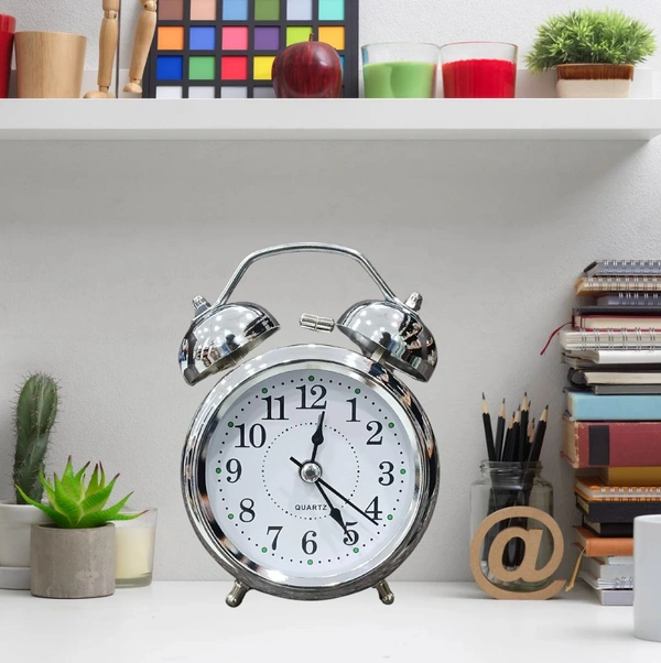 Classic Alarm Clock (Table Clock) With Steel Body 