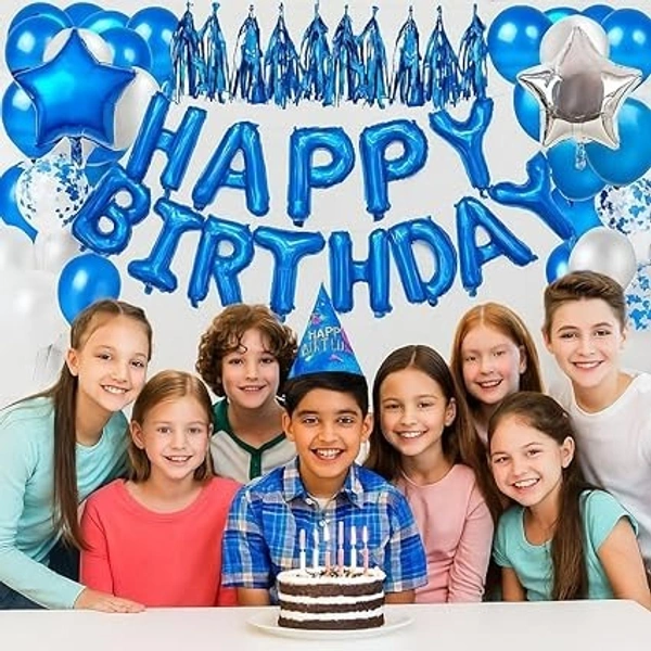 King Party Combo Set (24 Pcs) Complete Solution For Decoration Theme - Blue