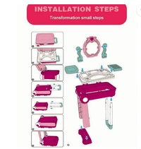 2 in 1 Beauty Kit Pretend Play Fashion Suitcase Trolley Set with Light & Music - 53*24.5*63 cm, Pink