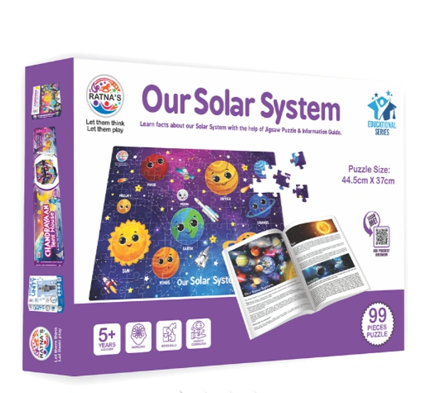 RATNA'S Solar System Jigsaw for Kids 99 Pieces Jigsaw Puzzle with a Information Guide - 44.5*37 cm, Multi-color