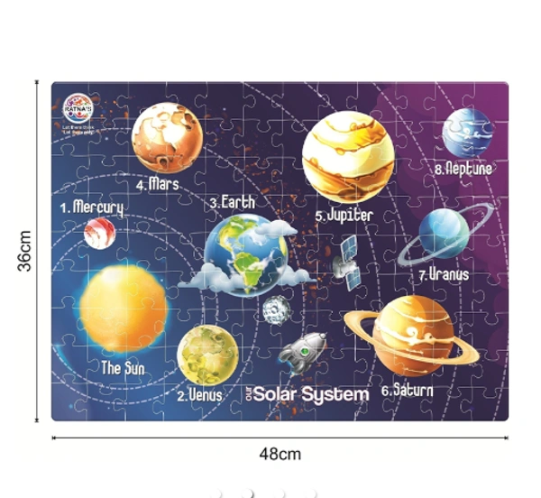 RATNA'S Solar System Jigsaw for Kids 99 Pieces Jigsaw Puzzle with a Information Guide - 44.5*37 cm, Multi-color
