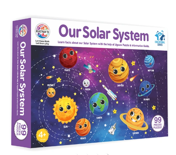 RATNA'S Solar System Jigsaw for Kids 99 Pieces Jigsaw Puzzle with a Information Guide - 44.5*37 cm, Multi-color