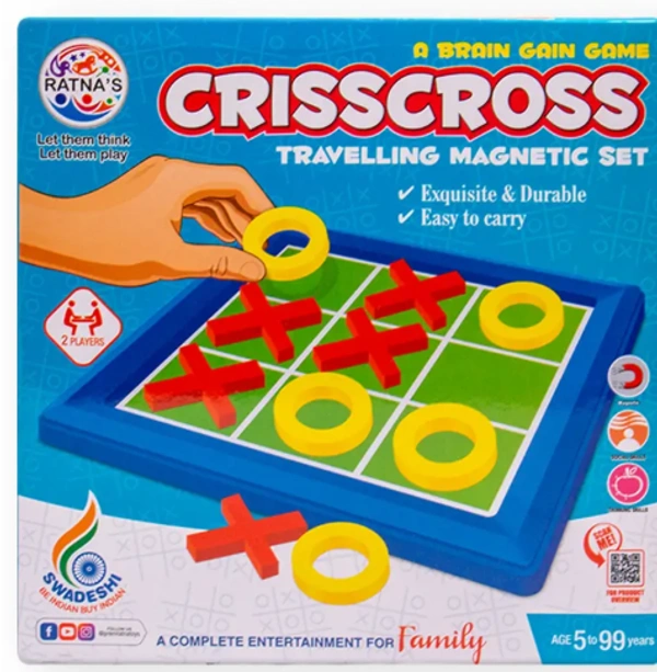 RATNA'S Crisscross Travelling Magnetic Set Party & Fun Games Board Game Party - 30 x 20 x 4 cm, Multi-color